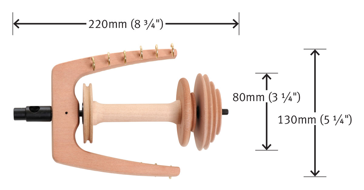 Ashford Standard Spinnflügel 2-fädig mit Maßen