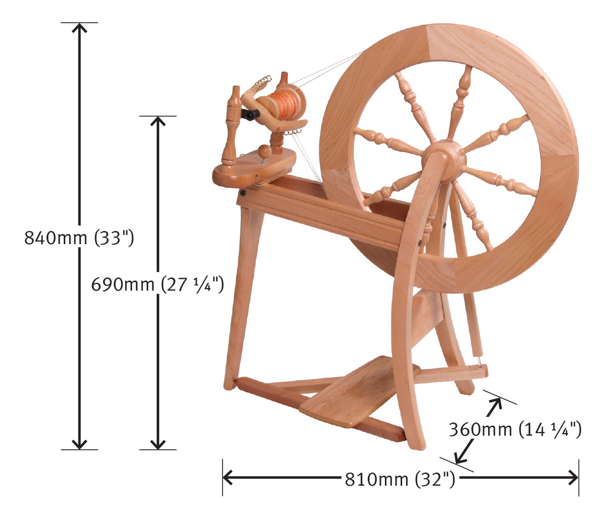 Ashford Traditional zweifädig mit Maßen